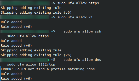 Allowing ports using UFW